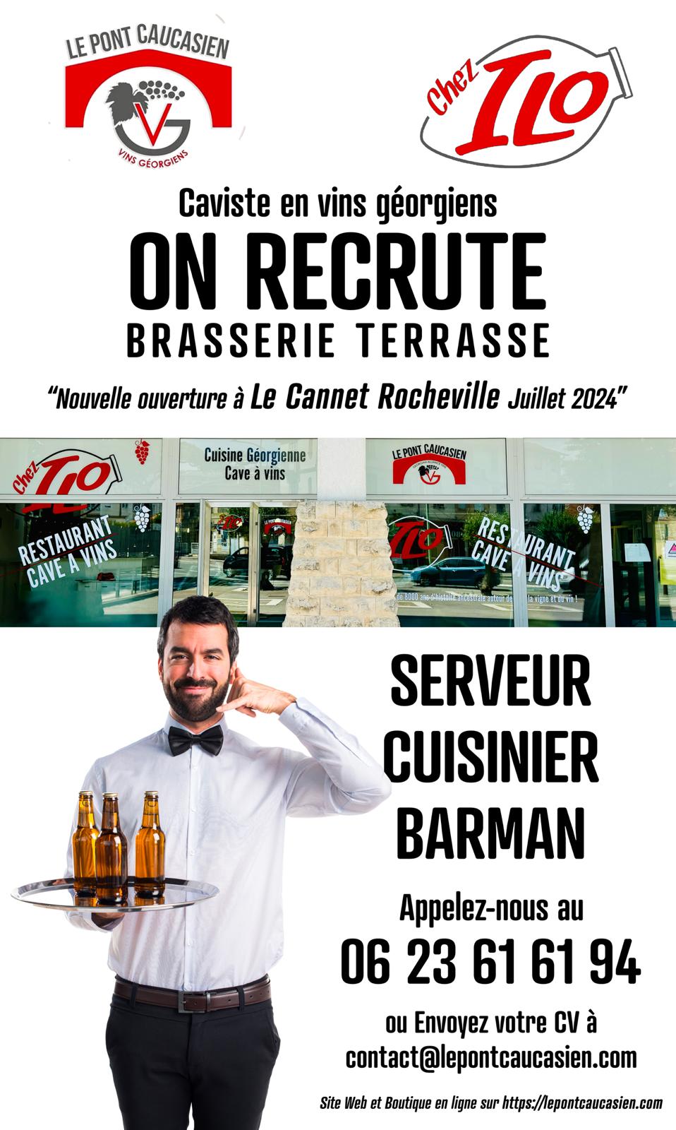 Recrutement pour Brasserie Le Cannet Rocheville (06)